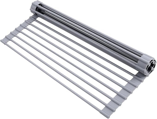 Ohuhu Roll Up Dish Drying Rack, Over The Sink Multipurpose Roll-Up Dish Racks, 16.5" W x 13" L Rolling Heat-Resistant Anti-Slip Silicone Coated Dish Drainer Portable Foldable for Kitchen Counter by Ohuhu