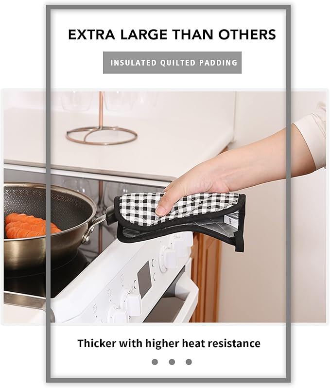 Joyhalo 4 Pack Pot Holders for Kitchen,Cotton Oven Holder with Great Heat Resistance,Non Slip Hot Pads for Kitchen Clearance,Black Buffalo Plaid - Image 4