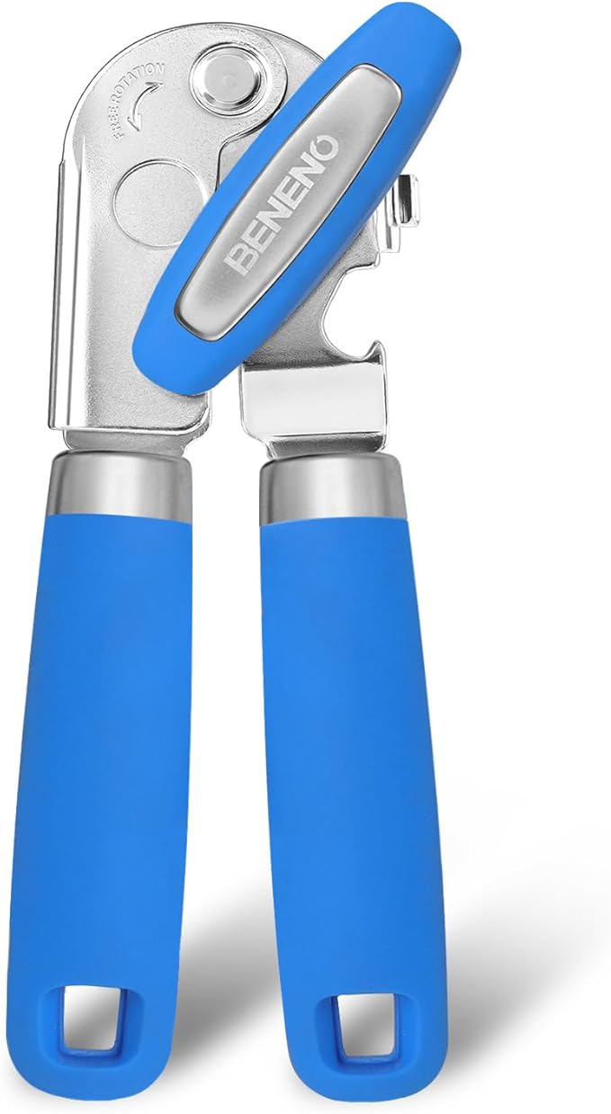 Beneno Heavy Duty Hand Can Opener Manual with Magnet, Durable Sharp Carbon Steel Blade Smooth Cutting, Big Effort-Saving Knob & Soft Grip Handle, Multifunctional Bottle Opener, Klein Blue - Image 7