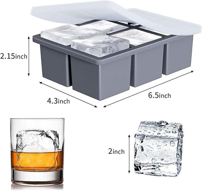 Large Ice Cube Tray for Whiskey: FDDBI Big Square Ice Cube Maker for Cocktail - 3Pack Silicone Old Fashioned Ice Cube Trays - 2inch Huge Cubed Ice Trays for Whisky - Image 3