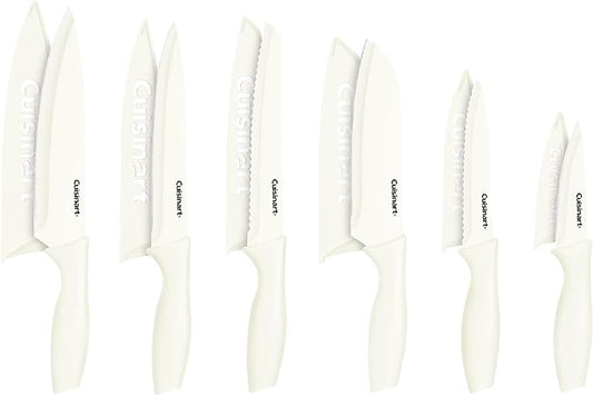 Cuisinart Knife Set, 12pc Ceramic Coated Knife Set with 6 Blades & 6 Blade Guards, Lightweight, Stainless Steel, Durable & Dishwasher Safe (Cream) by Cuisinart