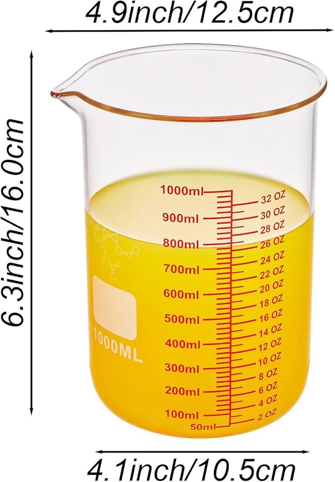 High Borosilicate Glass Measuring Cup-V-Shaped Spout,1000ml(32OZ) Glass Measuring Beaker for Kitchen or Restaurant, Easy to Read - Image 9