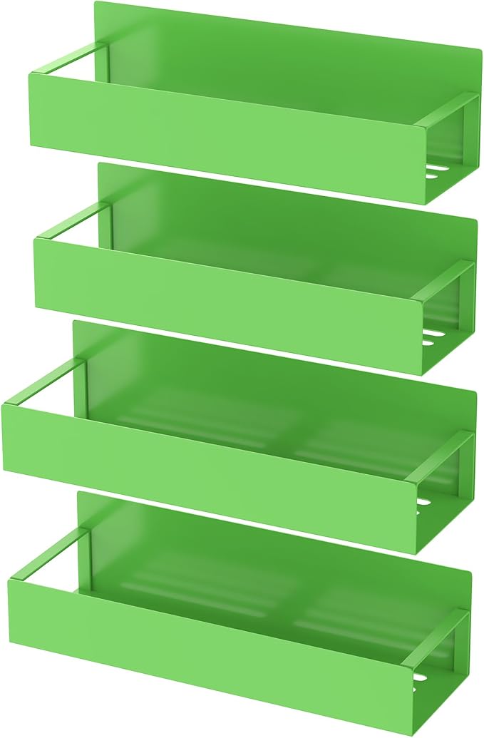 HuggieGems 4 Pack Magnetic Spice Storage Rack Organizer for Refrigerator and Oven, Green Fridge Organizers and Storage - Image 4