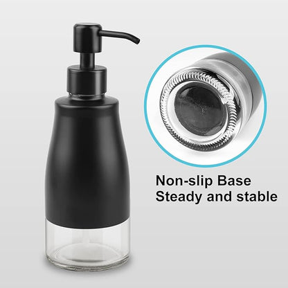 AUMIO Soap Dispenser with Stickers, Stainless Steel Case Glass Liner Hand Pump Dispenser, Refillable Dish Soap Dispenser for Kitchen Bathroom, Decorative Liquid Hand Soap Dispensers Matte Black(10 OZ) - Image 4