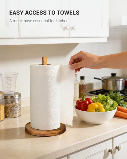 NESAPTO Paper Towel Holder Countertop, Wooden Standing Paper Towel Roll Stand for Rustic Farmhouse & Cottagecore Decor, Kitchen Bathroom Essential, Brown - Image 6
