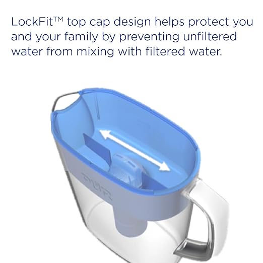 PUR 7-Cup Water Filter Pitcher with 1 Genuine PUR Filter, 3-in-1 Powerful Filtration, BPA Free, Dishwasher Safe, White, PPT710WA