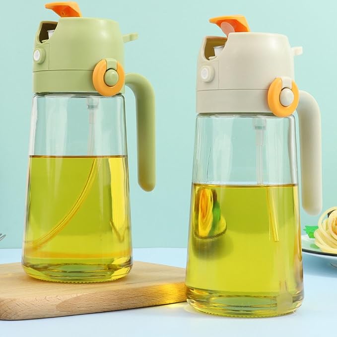 2 In 1 Oil Dispenser And Oil Sprayer, 16 Oz/470 Ml Oil Dispenser For Kitchen Spray, With Fine Mist Nozzle, Suitable For Cooking, Air Fryer, Salad, Grilling(1pcs) (green-A)