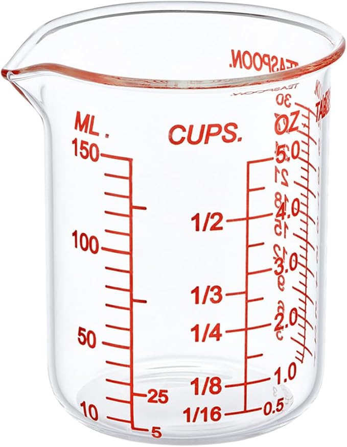 High Borosilicate Glass Measuring Cup-V-Shaped Spout，Glass Measuring Beaker for Kitchen or Restaurant, Easy to Read, 150 ML (5 Oz)-Single by AckersBORO33