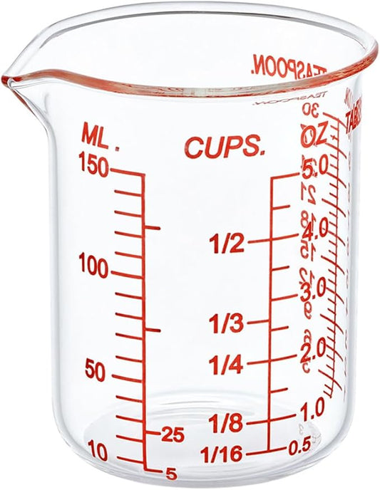 High Borosilicate Glass Measuring Cup-V-Shaped Spout，Glass Measuring Beaker for Kitchen or Restaurant, Easy to Read, 150 ML (5 Oz)-Single by AckersBORO33