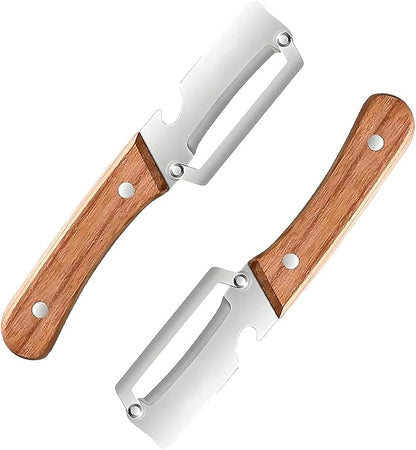 2-in-1 Multifunctional Vegetable Peeler with Wooden Handle & Stainless Steel Blade, Multifunctional Vegetable Peeler, Built-in Bottle Opener, Fruit & Vegetable Kitchen Peeling Tool (2Pcs) by Unknown