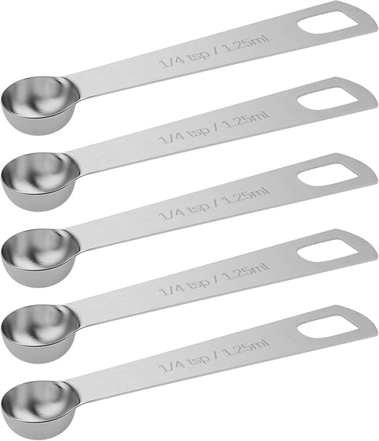 5PCS 1/4tsp (1.25ml) Single Measuring Spoon, Stainless Steel Individual Teaspoons Only by BERYLER