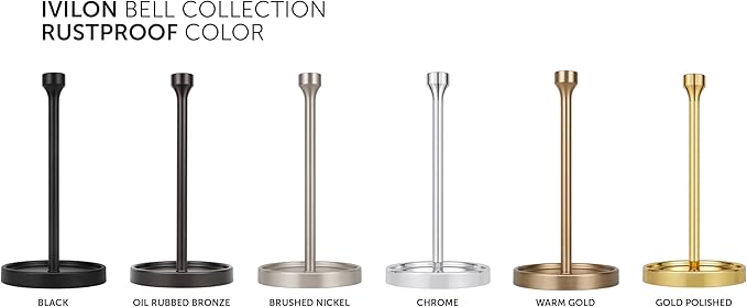 Ivilon Countertop Paper Towel Holder - Modern Bell End Minimalist Design - Color Chrome - Image 5