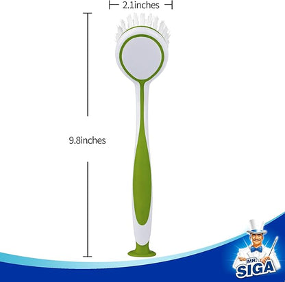 MR.SIGA Round Dish Brush, Size: Dia 5.5 x 25cm - Pack of 3 - Image 3