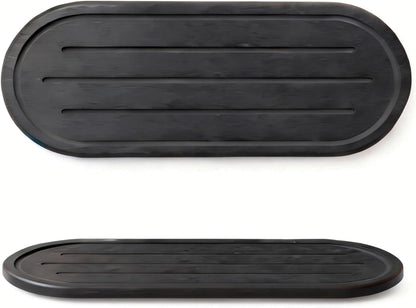 Razborci 2PCS Water Absorbing Stone Drying Tray Mat for Bathroom Sink & Kitchen Counter Faucet Organizer Decor, Quick Dry Dish Soap Dispenser Sponge Holder, Vanity Caddy Coaster,Dark Gray -10"*3.8"