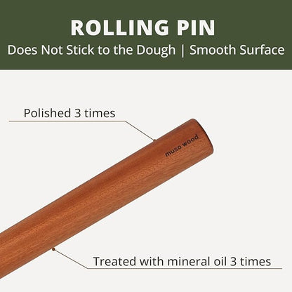 Muso Wood Sapele Wooden Dowel Rolling Pin for Baking,Tapered Roller for Fondant, Pie Crust, Cookie, Pastry (Dowel 17.5inch) - Image 2