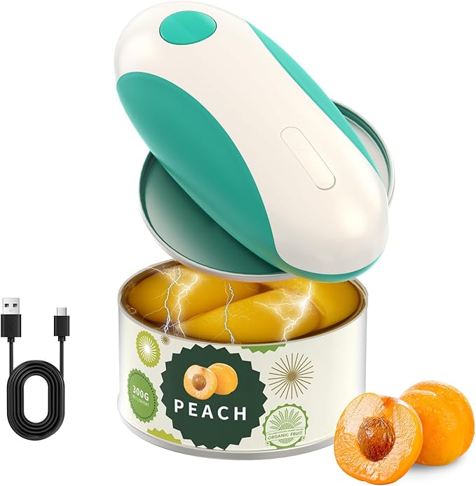 CIRCLE JOY Rechargeable Electric Can Opener, One-Touch Automatic Can Opening with Lid Remover & Smooth Edge Cutting, Food-Safe, Easy to Use for Seniors and Arthritis, Green by CIRCLEJOY