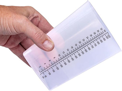 Vakly Plastic Graduated Triangular Intake Output Container [5 Pack] 32 ounce Three-Sided Translucent Laboratory Beaker for Measuring & Mixing - Clear Markings in oz & cc - for Specimen, Paint & Epoxy