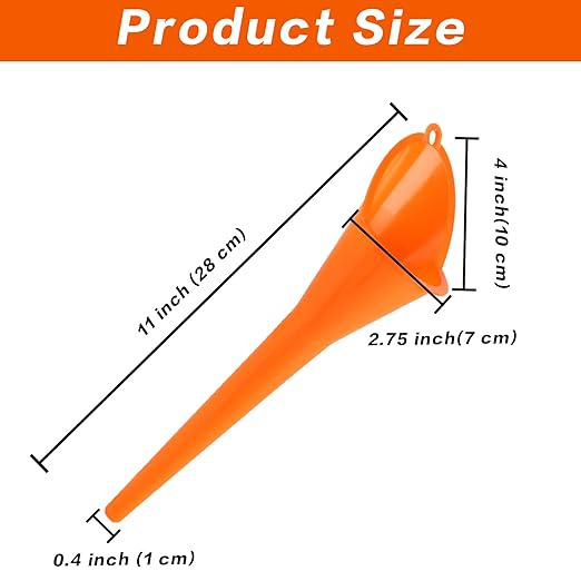 5 Pcs Plastic Long Neck Oil Funnel for Oil Change,Multi-Function Long Funnel for Transmission Fluid Automotive Funnels, Car Water Diesel Fuel Kerosene Liquids Engine Set(Orange)
