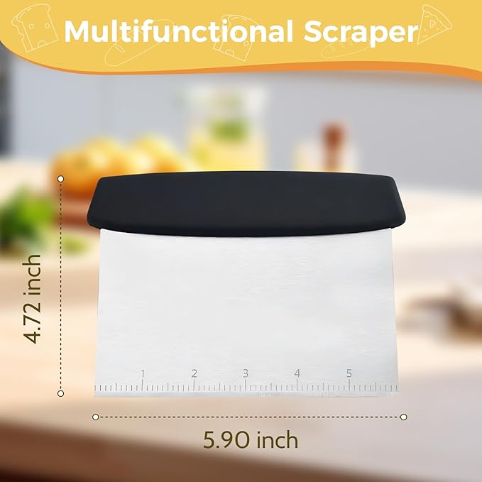 Bench Scraper, Stainless Steel Food Scraper Tool,Dough Scraper and Pastry Cutter With Scale,Food Chopper Baking Supplies Kitchen Gadgets - Image 2