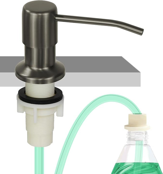 Soap Dispenser for Kitchen Sink, Built in Sink Soap Dispenser, Countertop Soap Dispenser Pump with 47" Extension Tube kit, No Need to Fill Little Bottle Again, Gray by OHiHi