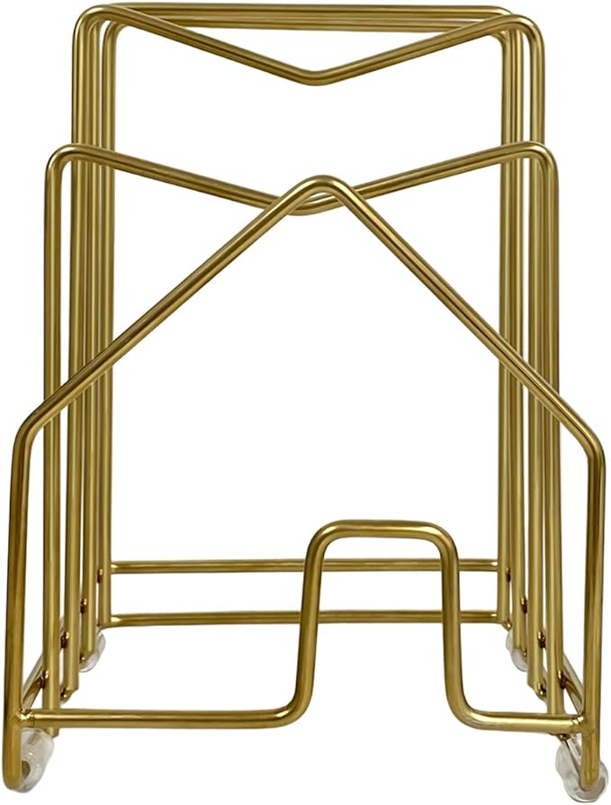 Pot Lid Organizer Cutting Board Holder Inside Cabinet 304 Stainless Steel Pot and Pan Organizer Under Cabinet Cover Cookie Sheet Bakeware Serving Tray Cooling Rack Stand Kitchen Countertop Matte Gold - Image 8