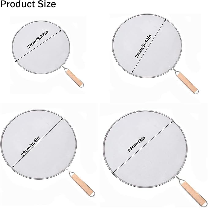 8 Inch Grease Splatter Screen Guard Stainless Steel Splash Screen Protector Guards with Handle Splash-Proof Frying Pan Mesh Pot Lid Cover for Kitchen Cooking Gadgets - Image 2