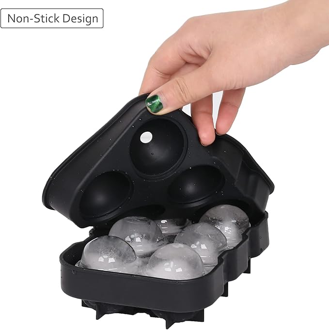Ticent Ice Cube Trays (Set of 2), Silicone Sphere Whiskey Ice Ball Maker with Lids & Large Square Ice Cube Molds for Cocktails & Bourbon - Reusable & BPA Free - Image 5