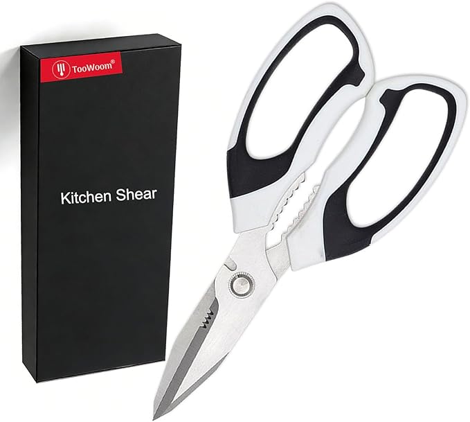 All-Purpose Kitchen Shears, Sharp Stainless Steel Kitchen Scissors with Protective Sheath, Cooking Scissors for Herbs, Bacon, Pizza, Vegetables & Food Packaging, Dishwasher Safe