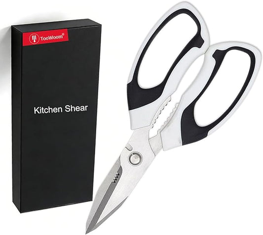 All-Purpose Kitchen Shears, Sharp Stainless Steel Kitchen Scissors with Protective Sheath, Cooking Scissors for Herbs, Bacon, Pizza, Vegetables & Food Packaging, Dishwasher Safe