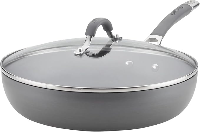 Circulon Radiance Deep Hard Anodized Nonstick Frying Pan /Skillet with Lid - 12 Inch, Gray by Circulon