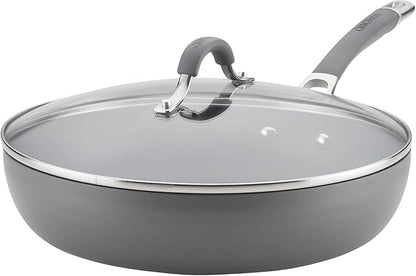 Circulon Radiance Deep Hard Anodized Nonstick Frying Pan /Skillet with Lid - 12 Inch, Gray by Circulon