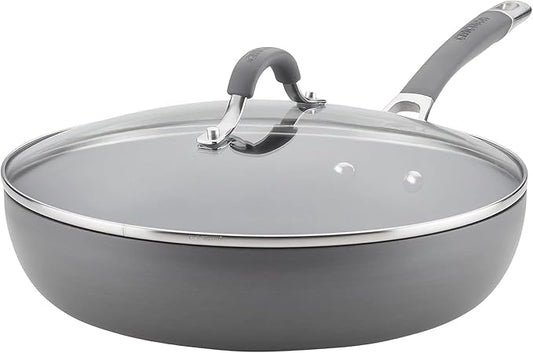 Circulon Radiance Deep Hard Anodized Nonstick Frying Pan /Skillet with Lid - 12 Inch, Gray by Circulon