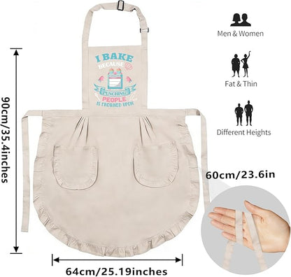 Baking Gifts, Baking Aprons, Baking Apron for Women with Pocket, I Baking Because People is Frowned Aprons, Kitchen Cooking Apron for Women Mom Family Mother's Day Thanksgiving - Image 2