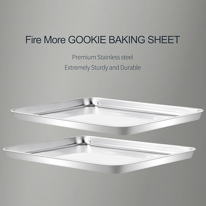Stainless Steel Baking Sheet Set of 2-16" x 12" x 1" Heavy Duty Cookie Sheets for Baking, Rust & Warp Resistant Oven Tray, Non Toxic & Dishwasher Safe Baking Pans for Cooking, Roasting, Broiling - Image 4
