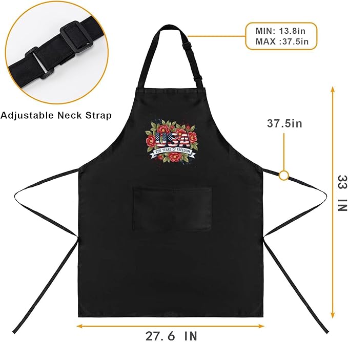 Us 250 Years Of Freedoms Apron With Pocket For Mens