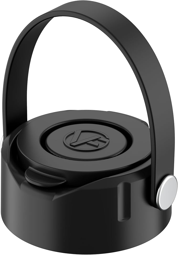 WaterLink MagSafe Compatible Lid for YETI Rambler Chug Cap, AirTag Holder, Magnetic Phone Stand (Black, with Handle)