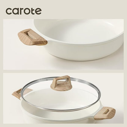 CAROTE Nonstick Stock Pot with Lid Soup Pot, 4 Quart with Lid, Casserole Super Easy to Clean Non Stick Cooking Pot Cookware PFOA Free, White Granite - Image 7