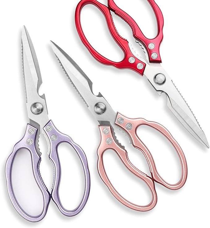 AWinjoy Kitchen Scissors, Heavy Duty Sharp Shears Dishwasher Safe, Rose Gold Cooking Accessories for Meat, Chicken, Fish, Poultry, Herb, Bread - Image 5