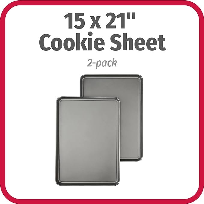 GoodCook Everday Nonstick Carbon Steel 15” x 21” Baking Sheet Set, 2 Pack – Extra-Large Carbon Steel Cooking Pans, Bakeware Set, Cookie Sheets for Baking, Oven Pan Set - Image 2