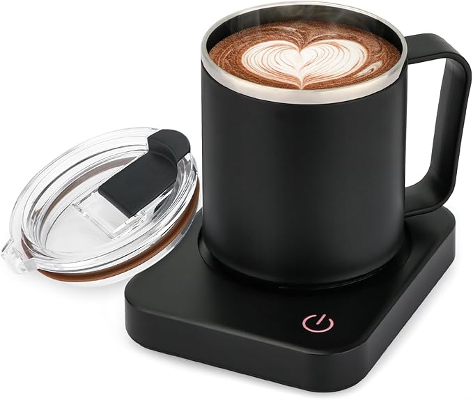 VOBAGA Coffee Mug Warmer & Mug Set for Desk - Auto Shut Off & 3 Heat Settings, Includes 15oz Stainless Steel Mug, Smart Coffee Cup Warmer, Home Office Essentials Coffee Set（Mug Included） by VOBAGA