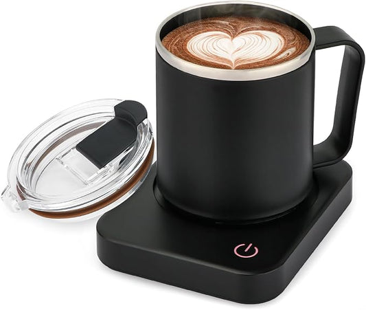 VOBAGA Coffee Mug Warmer & Mug Set for Desk - Auto Shut Off & 3 Heat Settings, Includes 15oz Stainless Steel Mug, Smart Coffee Cup Warmer, Home Office Essentials Coffee Set（Mug Included） by VOBAGA