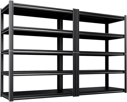 2 Pack 5-Tier Garage Shelving - 2050 lbs Heavy Duty Metal Storage Shelves, Adjustable Storage Rack for Warehouse Industrial Pantry Basement 71"x46"x20"