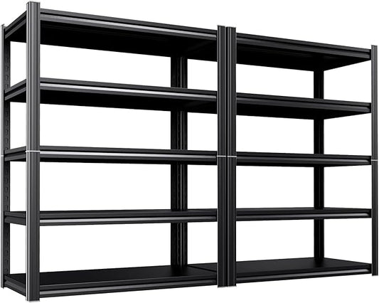 2 Pack 5-Tier Garage Shelving - 2050 lbs Heavy Duty Metal Storage Shelves, Adjustable Storage Rack for Warehouse Industrial Pantry Basement 71"x46"x20"