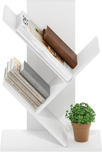 Furinno Tree Book Shelf, 3-Tier Bookshelf with Angled Open Shelf, Tree Bookcase for Room Decor, 8.4 x 15.7 x 21.3, for Organization and Storage, for Living Room, Bedroom, Home Office, White - Image 6