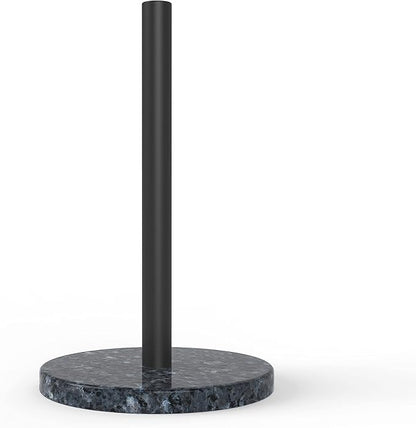 Koville Luxury Norway Granite Paper Towel Holder Countertop, Metal Rod 8" Marble Base Paper Towel Holder Stand for Kitchen Organization and Storage, Fit for Standard or Jumbo-Sized Rolls(Blue Pearl) by Koville