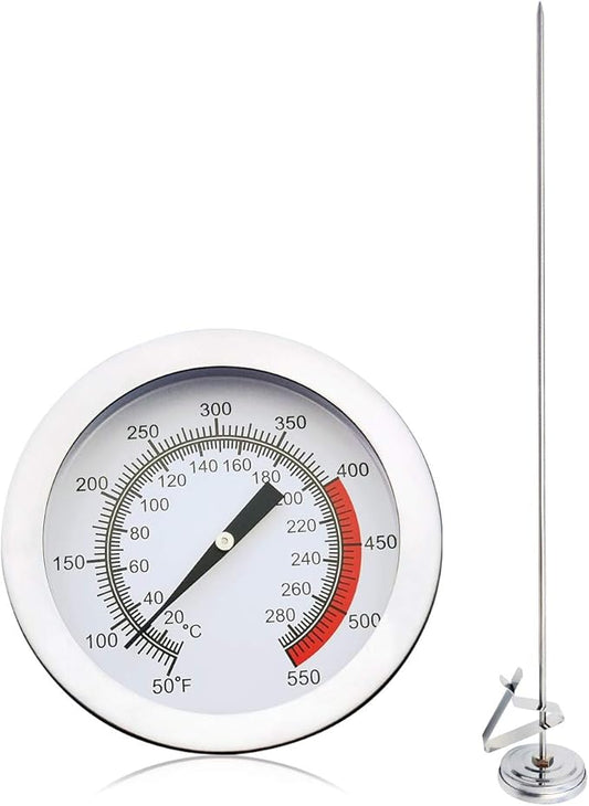 Deep Fryer/Candy/Turkey Thermometer with Clip&15 inch stem - Professional Kitchen Pot Fryer,Stainless Steel Fry Oil Thermometer for Frying,Candy and Meat Cooking