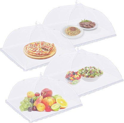 4 Pack Mesh Food Covers 17 inch, Large and Tall Food Covers, Pop-Up Mesh Food Covers Tent Umbrella for BBQs, Outdoors, Screen Tents, Parties Picnics, Fruit Cover by Rindion