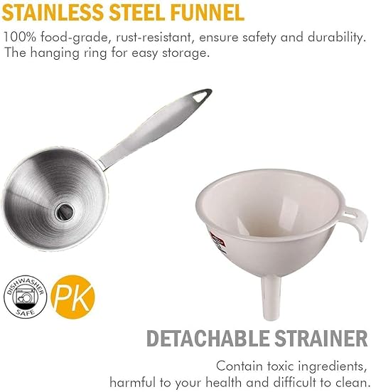 Small Funnels for Filling Bottles, 3 Pcs Stainless Steel Kitchen Funnel Set, Food Grade Mini Metal Funnel for Transferring Essential Oils, Liquid, Fluid, Dry Ingredients & Powder, Durable and Dishwash - Image 4