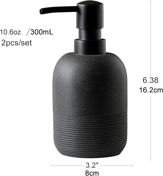 GalDal Matte Black Soap Dispenser Sets with Pump,Hand Soap and Lotion Dispenser for Bathroom Countertop,Morden Soap Dispenser for Kitchen-10.6oz. - Image 7