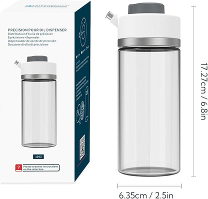 KITCHENDAO Precision Pour Glass Oil Dispenser with 3 Modes, Drip-free Spout, Two Adjustable Flowing Speed, 12 oz Vinegar Dispenser Bottle for Kitchen, Borosilicate Glass Olive Oil Bottle for Cooking - Image 8